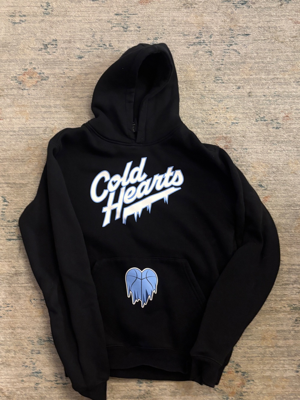Cold Hearts Kids Black Hoodie with Blue Graphic